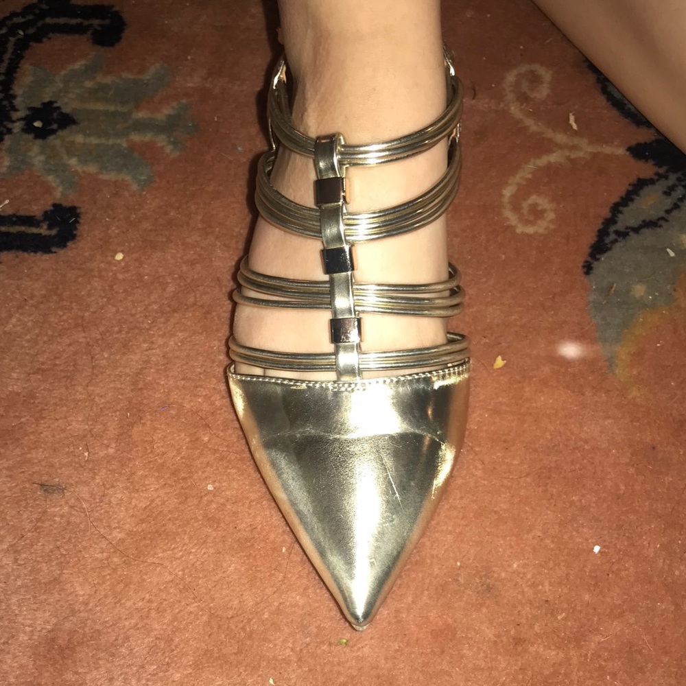 Gold ALDO sling back mule flats size 6.5